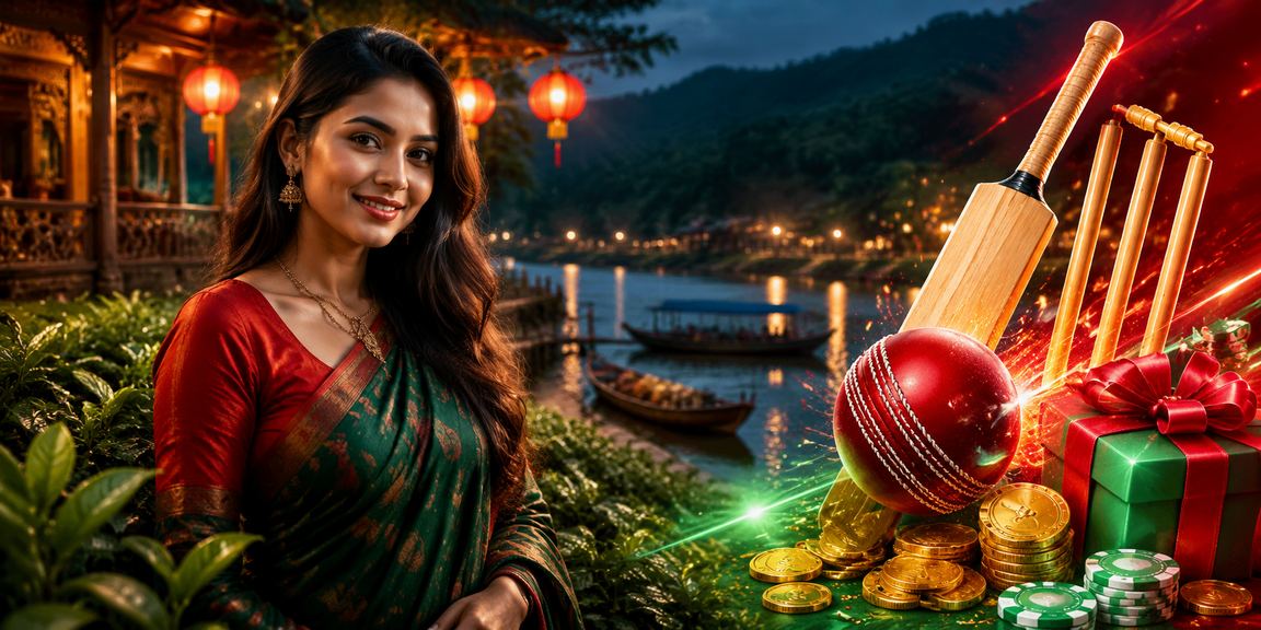 রাঙামাটির স্পোর্টস বেটিং দৃশ্য — লাল সবুজ পতাকার পটভূমিতে বেটিং